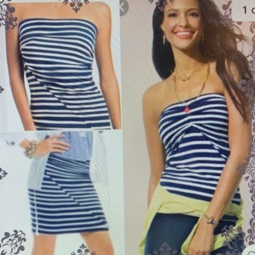 Cabi Blaine blue and white tube/skirt